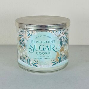 NEW Bath & Body Works PEPPERMINT SUGAR COOKIE Large 3-Wick Candle 14.5 oz